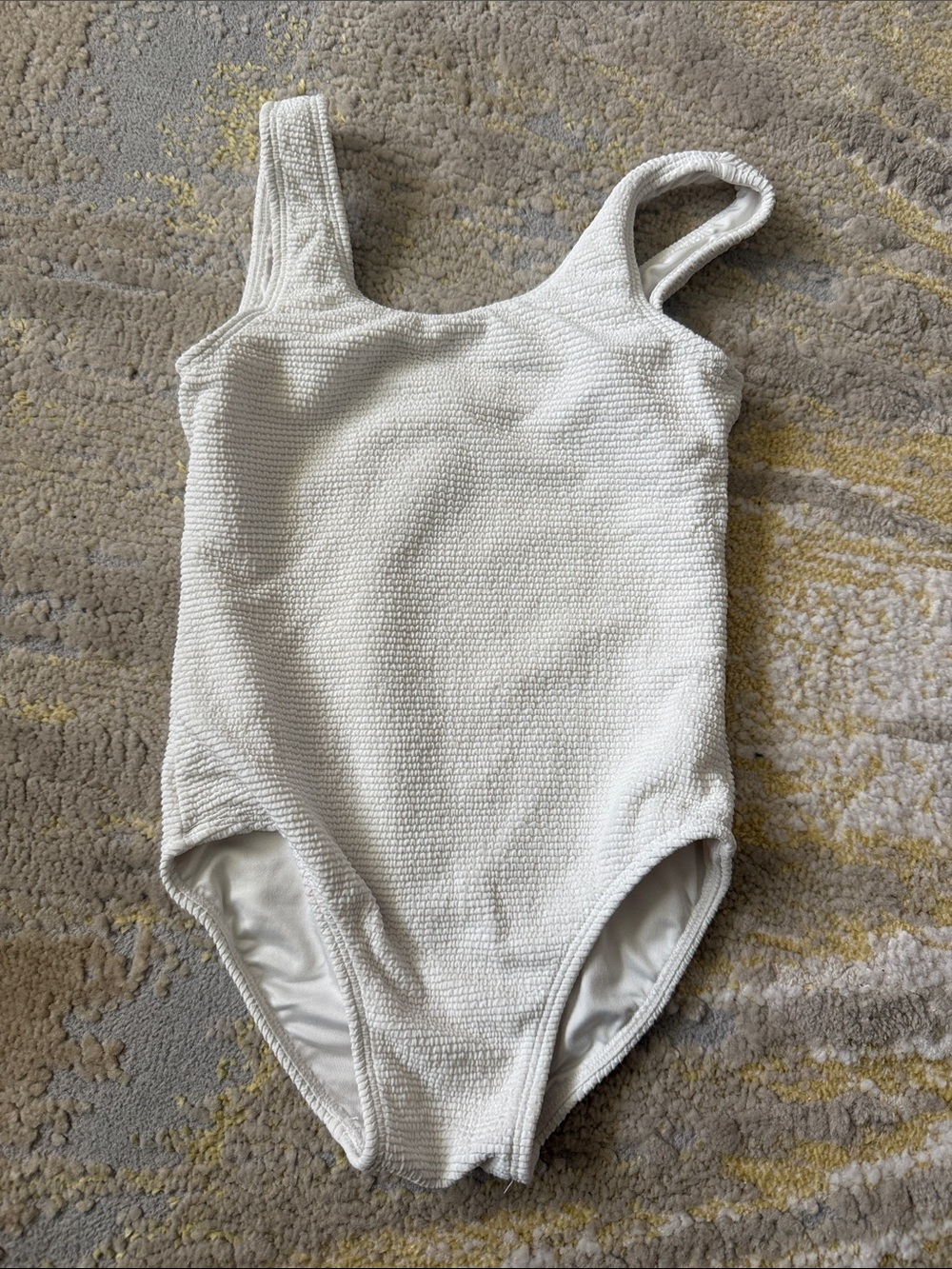 Kids White Textured One-Piece Swimsuit